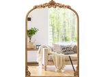 Costway Specchio Barocco Oro, 66 X 95 Cm, Specchio Da Parete Ad Arco Con Cornice In Metallo, Specchio Antico Ad Arco, Specchio Decorativo Per Camino, Soggiorno