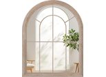 Specchio Da Giardino Costway 69,5 X 88 Cm, Specchio Da Parete Ad Arco Con Cornice In Metallo, Specchio Decorativo Per Interni Ed Esterni, Specchio Da Finestra Specchio Decorativo