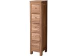 Teako Design Credenza In Teak Falun 115X26X30Cm - Cassettiera In Legno Massiccio Resistente Alle Intemperie Con 5 Vani