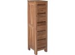 Teako Design Credenza Teak 115X30Cm Ysane - Cassettiera Stretta Con 5 Cassetti In Legno Massiccio Resistente Alle Intemperie