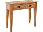 Consolle In Teak Di Design VäSa 90X35Cm Con 2 Cassetti - Legno Massiccio Resistente Alle Intemperie Per Interni Ed Esterni