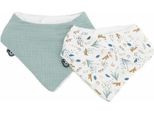 Domiva - 2 Bavaglini Bandana Mouseline Tu Celadon Stampati Con Acqua In Garza Di Cotone