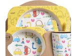 Set Di Stoviglie Per Bambini In Fibra Di Bambù, Ciotola Per Cartoni Animati Per Bambini, Piatto Diviso, Cucchiaio, Forchetta, Tazza, Regalo, Tipo 3