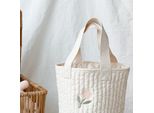 Borsa Per Biberon, In Puro Cotone, A Forma Di Secchiello, Grazioso Ricamo, Contenitore Per Pannolini Per Carrozzina, Motivo A Tulipano Grande