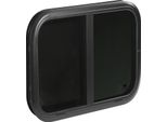Finestra Scorrevole Arrotondata 700 X 300 Mm, Telaio In Lega Di Alluminio Nero, Resistente Ai Raggi Uv, Con Zanzariera Mobile Per Roulotte, Camper, Rimorchi, Camper, Spessore Parete 26-31 Mm