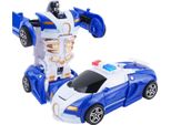 Auto Giocattolo Trasformabile, Antiurto, Doppia Inerzia, Robusto, Durevole Robot Per Bambini, Ragazzi, Blu E Bianco