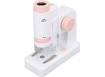 Microscopio Per Bambini 80X-200X Con 12 Vetrini Custodia 2 In 1 Illuminata A Led Ad Alta Definizione Per L'osservazione Rosa