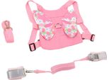 Guinzaglio A Pettorina Per Bambini Con Maglia Da Polso Retrattile, Rosa, Corda Lunga 1,5 M, Farfalla, Evita Di Perdere La Cinghia Della Cintura