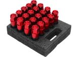 20 Pezzi Dadi Ruota Con Tappi M14X1,25 Sede Conica Acciaio Lega Di Alluminio Per Auto Rosso