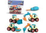 I Playset Di Veicoli Da Costruzione Per Bambini, Simulazione, Contengono 4 Macchinine Puzzle Staccabili Per Bambini Con Cacciavite In Colori Confetto