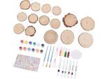 Set In Legno Da Colorare E Da Lavorare Per Bambini, Dischi In Legno Fosforescenti Con Set Di Attività Per Bambini E Bambine A Partire Dai 3 Anni