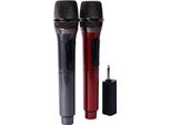 Doppio Microfono Wireless Con Ricevitore Ricaricabile, Grigio-Rosso, Sistema Microfonico Dinamico A Lunga Portata Per Ktv Sing