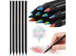 Inf Matite Arcobaleno, Confezione Da 12: Legno Nero, Mina Multicolore Per Disegno