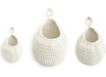 Inf Cesto Sospeso In Corda Di Cotone Fatto A Mano - Macramè Canapa - Set Da 3 Pezzi Beige