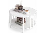 Tarshyry Tavolino Da Caffè Rotondo, Tavolino Centrale A 2 Livelli Con Spazio Di Archiviazione, Tavolino Minimalista Per L'arredamento Del Soggiorno, Tavolino Rotondo Con Ripiano, A 2 Livelli (Bianco)