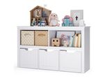 Scaffale Per Bambini Bealife Con 3 Cassetti E 2 Scomparti Aperti 102X30X60 Cm | Contenitore Per Giocattoli In Bianco Per La Stanza Dei Bambini | AP104
