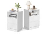 Comodino Fch, Set Di 2, Con 1 Scomparto Aperto, 2 Cassetti, 40 X 30 X 60 Cm, Bianco