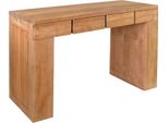 Consolle Teako Design In Teak Sandhem 120X45Cm Con 2 Cassetti - Scrivania In Legno Massiccio Resistente Alle Intemperie Certificata Flegt