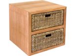 Tavolino Di Design Teako Haverdal In Teak Con Cassetti In Vimini - Legno Massiccio, Resistente Alle Intemperie, Elegante Per Interni Ed Esterni