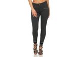 Treggings Jeggings Pantaloni Hipster Stretch Slim Fit Con Tasche Pantaloni; Grafite Xs