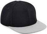 Beechfield B661 | Original Flat Peak 6 Panel Snapback Cap - Colore: Nero/Grigio - Taglia: Taglia Unica