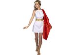 Costume Da Donna Romana Antico Rosso-Bianco-Oro - Taglia Unica