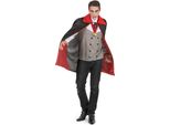 Costume Da Uomo Vampiro Halloween Nero-Rosso-Grigio - Taglia Unica (42)