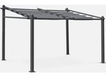 3X4M Pergola In Alluminio Con Copertura Scorrevole, Grigio
