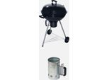 Barbecue A Sfera A Carbone, Griglia E Affumicatore 57Cm Con Ruote E Camino Di Accensione, Nero