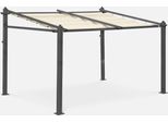 3X4M Pergola In Alluminio Con Copertura Scorrevole, Ecrù