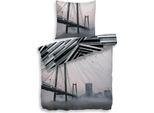 Hnl Biancheria Da Letto Reversibile In Cotone Nari 135X200 Cm + 80X80 Cm Grigio