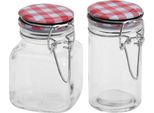 Set Di 2 Contenitori Per Spezie Excellent Houseware, Metallo E Vetro, 5X8 Cm, 90 Ml, Rosso