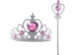 Set Di Corona Da Principessa E Bacchetta Magica, Accessori Scintillanti Per Bambine