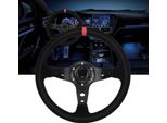 Volante Universale A 6 Fori Per Auto Da Corsa Da 35 Cm/14 Pollici Con Clacson Rosso