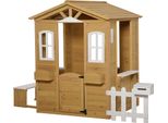 Casetta In Legno Per Bambini Outsunny Casetta Da Esterno Con Porta, Finestra E Fioriera Cassetta Della Posta Panchina Da Giardino Casetta Per Bambini Da 3 A 6 Anni