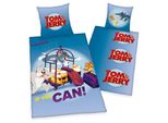 Herding Renforcé Biancheria Da Letto Reversibile 2 Pezzi 135X200Cm Tom & Jerry Catch Me If You Can Valigia Da Caccia Con Bottoni