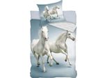 Set Di Biancheria Da Letto Bianco Cavallo Grigio 2 Pezzi 135X200 Cm (80X80 Cm)