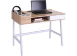 Homcom Scrivania Per Computer Scrivania Da Ufficio Scrivania Da Lavoro Tavolo Per Pc Versatile Con Sei Vani Portaoggetti Cassetto Ampio Piano Per Studio Ufficio E Casa Natura 100 X 55 X 81,5 Cm
