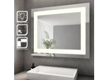 Sonni Specchio Da Bagno Con Illuminazione A Led A Risparmio Energetico IP44 Specchio In Rame/Senza Piombo Striscia Luminosa Smerigliata (Interno) Specchio Da Parete 60 X 50 Cm