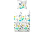 Biancheria Da Letto Hahn In Raso Bianco Fiori Gialli, 135X200 Cm + 80X80 Cm