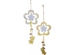 Set Di 2 Fiori In Legno Appesi Di Circa 50 Cm - Decorazione