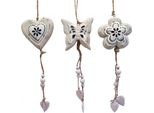 Appendino Cuore, Fiore Farfalla Set Di 3 Circa 30 Cm - Decorazione