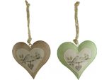 Set Di 2 Cuori Appendiabiti Con Motivo A Uccello Di Circa 24 Cm - Decorazione