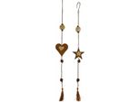 Appendino Cuore/Stella Con Cordino Set Di 2 Circa 55 Cm - Decorazione