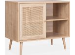 Credenza In Cannage, 1 Anta, 80Cm, Marrone Naturale
