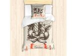 Abakuhaus Set Copripiumino Vintage Christmas Per Letti Singoli, Pois Candela, Antiacaro, Adatto A Chi Soffre Di Allergie, Con Federa, 135 Cm X 200 Cm - 80 X 80 Cm, Marrone Chiaro Vermiglio