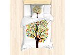 Abakuhaus Set Copripiumino Per Letto Singolo, Foglie Autunnali Foresta Flora, Antiacaro Adatto A Chi Soffre Di Allergie Con Federa, 135 Cm X 200 Cm - 80 X 80 Cm, Multicolore