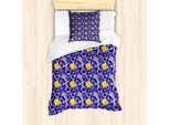 Abakuhaus Set Copripiumino Artistico Astratto Per Letti Singoli, Grunge Geometrico, Antiacaro, Adatto A Chi Soffre Di Allergie, Con Federa, 135 Cm X 200 Cm - 80 X 80 Cm, Lavanda Scuro Multicolore