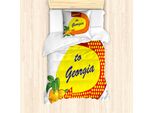 Abakuhaus Georgia Set Copripiumino Per Letti Singoli, Freccia Simbolica E Pesche, Antiacaro, Adatto A Chi Soffre Di Allergie, Con Federa, 135 Cm X 200 Cm - 80 X 80 Cm, Giallo Vermiglio