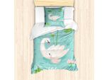 Abakuhaus Set Copripiumino Per Letto Singolo, Baby Swan Welcome, Antiacaro, Adatto A Chi Soffre Di Allergie, Con Federa, 135 Cm X 200 Cm - 80 X 80 Cm, Verde Lime Pale Eggshell